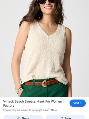 J. Crew Cream V-Neck Sweater Tank